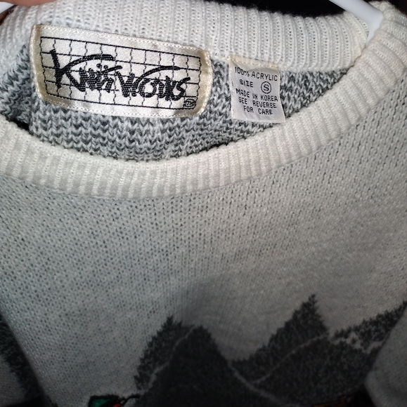 Vintage Knit Works mountain climbing novelty sweater acrylic Sz M - Picture 2 of 2